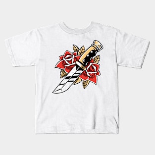 Dagger and Roses Tattoo Graphic Kids T-Shirt